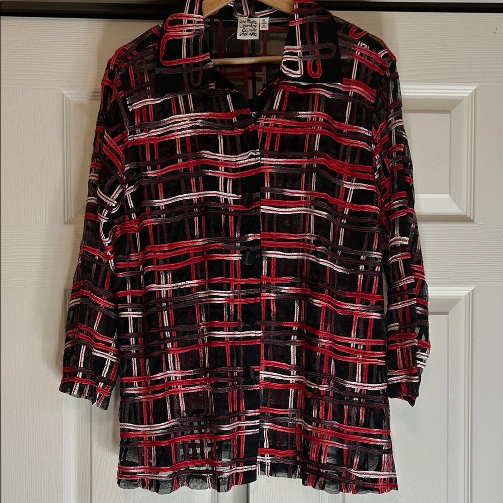 Parsley & Sage Sheer Women's Button-Front Jacket XL - Picture 1 of 7